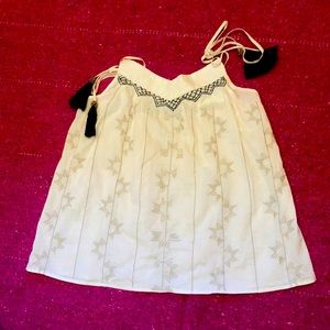 Sweet color brand cotton boho top smocking tassels small